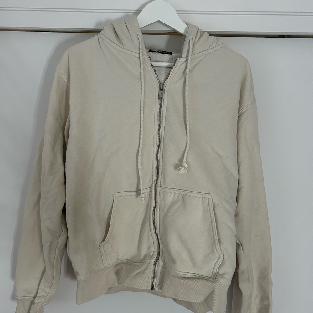 Brandy Melville Off-White Zip-Up Hoodie